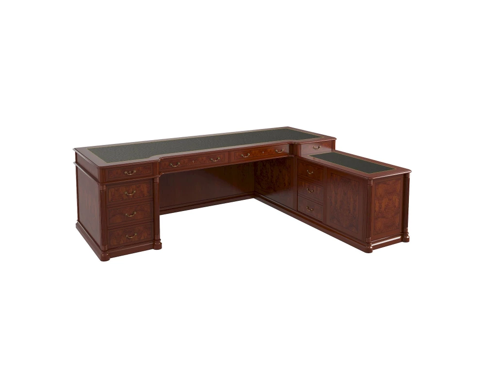 Стол руководителя матовый, кожа, правый 2500х1900х780 Artmoble