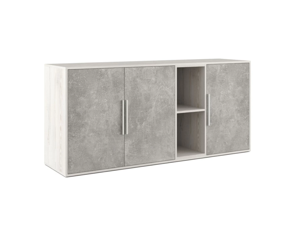 Шкаф низкий 3 створки, с нишей B-tone Сосна/Бетон светлый