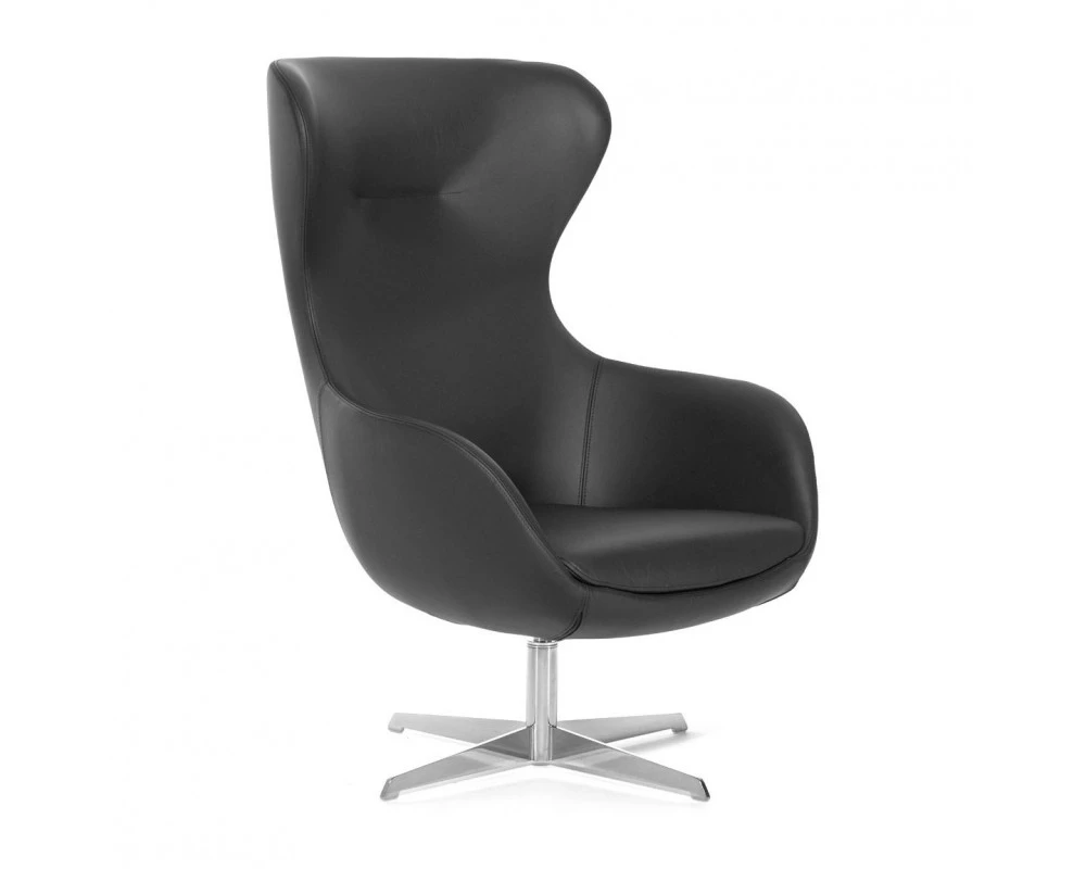 Кресло Elegance Metal Натуральная кожа, Черный