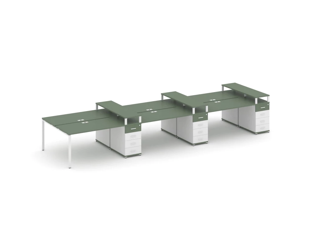 Рабочая станция 6 мест с 3 опорными тумбами CN.DRS-476 W 6000x1480x917 Concept