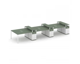 Рабочая станция 6 мест с 3 опорными тумбами CN.DRS-476 W 6000x1480x917 Concept images