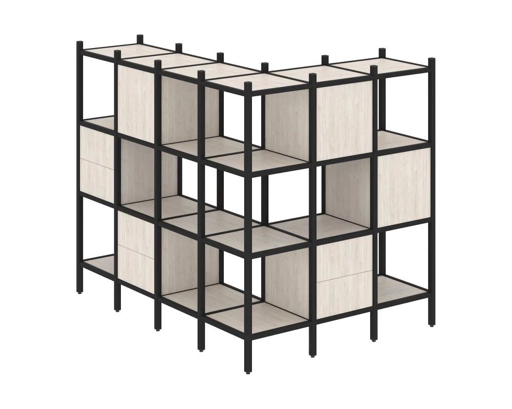 Угловой внешний стеллаж наборный L-52 1694x1278x1458 Loft