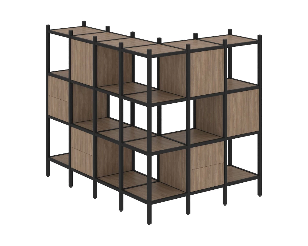 Угловой внешний стеллаж наборный L-52 1694x1278x1458 Loft