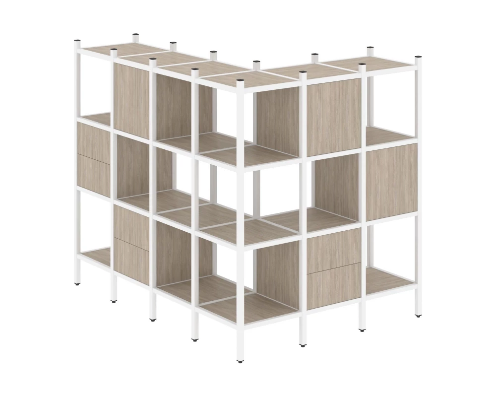 Угловой внешний стеллаж наборный L-52 1694x1278x1458 Loft