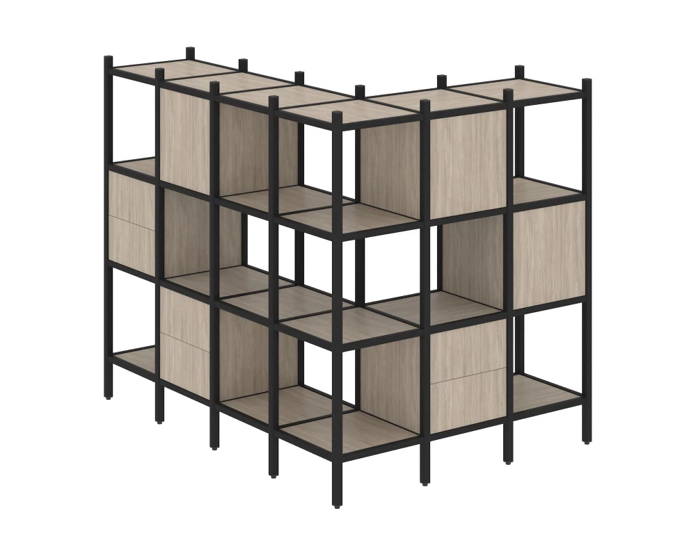 Угловой внешний стеллаж наборный L-52 1694x1278x1458 Loft