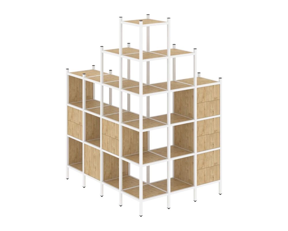Угловой внешний стеллаж наборный L-56 1694x1278x2280 Loft