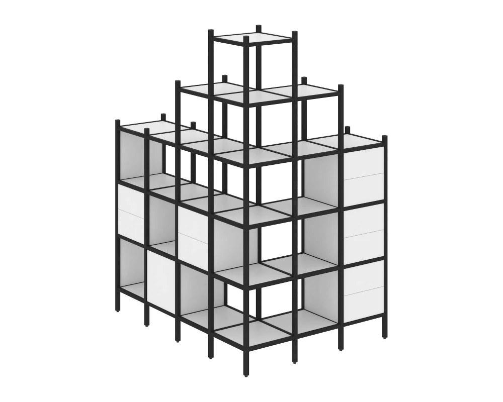 Угловой внешний стеллаж наборный L-56 1694x1278x2280 Loft