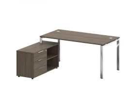 Стол рабочий руководителя с опорной тумбой левый 1700x1620x750 Metal System Direct images