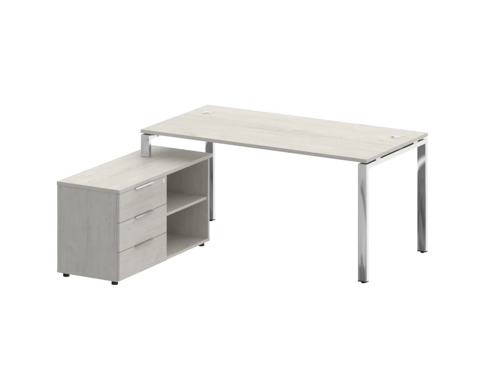 Стол рабочий руководителя с опорной тумбой левый 1700x1620x750 Metal System Direct