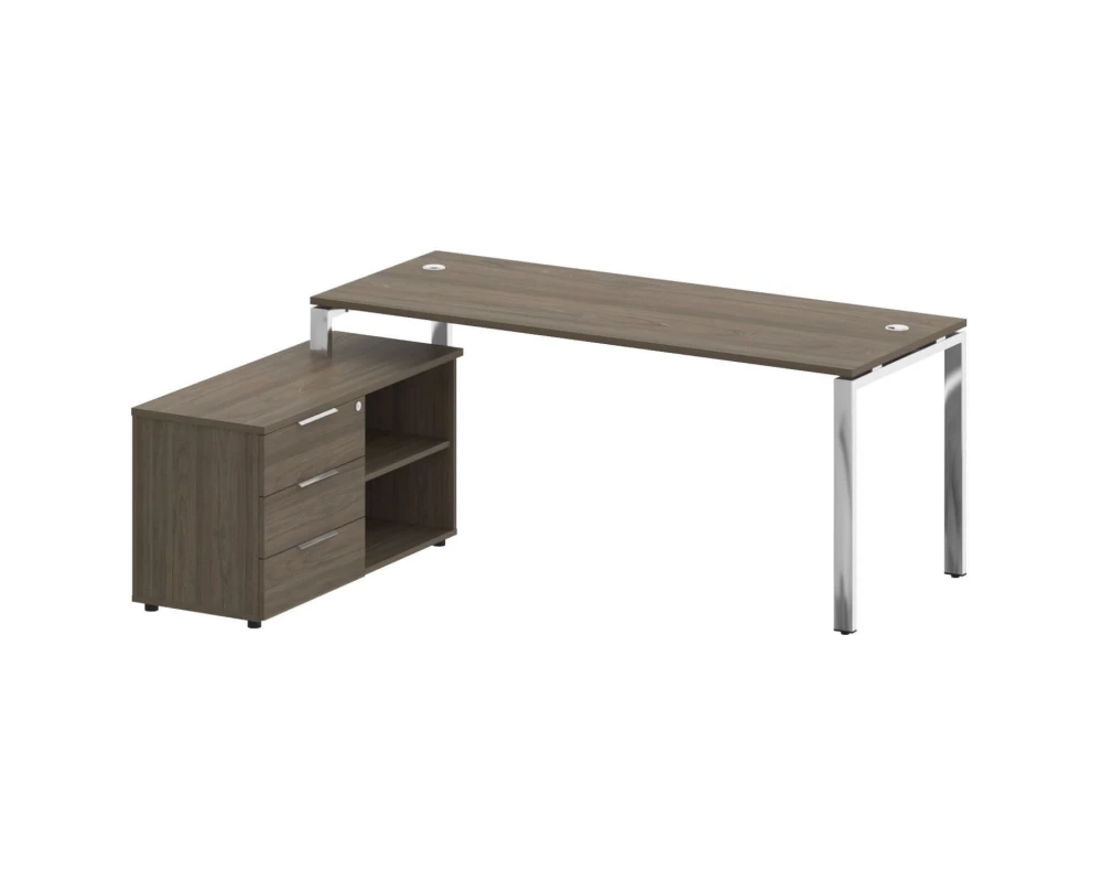 Стол рабочий руководителя с опорной тумбой левый 1900x1520x750 Metal System Direct