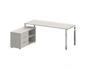 Стол рабочий руководителя с опорной тумбой левый 1900x1520x750 Metal System Direct images