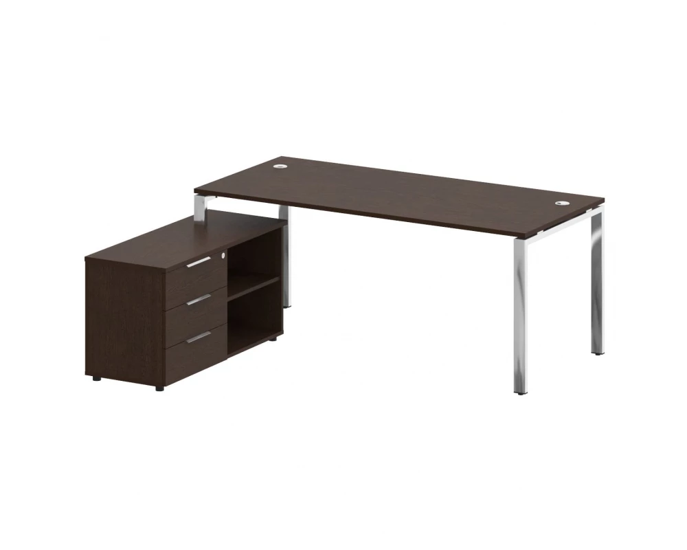 Стол рабочий руководителя с опорной тумбой левый 1900x1620x750 Metal System Direct