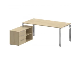 Стол рабочий руководителя с опорной тумбой левый 1900x1720x750 Metal System Direct images