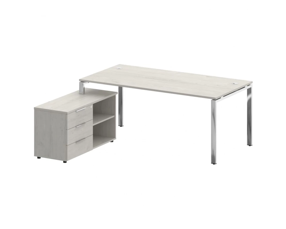 Стол рабочий руководителя с опорной тумбой левый 1900x1720x750 Metal System Direct