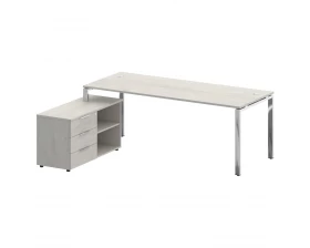 Стол рабочий руководителя с опорной тумбой левый 2100x1620x750 Metal System Direct images
