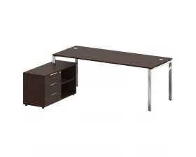 Стол рабочий руководителя с опорной тумбой левый 2100x1620x750 Metal System Direct images