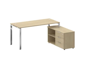 Стол рабочий руководителя с опорной тумбой правый 1700x1520x750 Metal System Direct images
