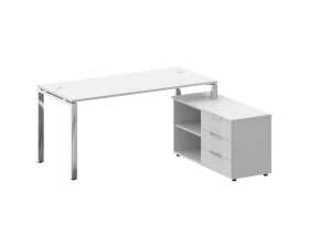 Стол рабочий руководителя с опорной тумбой правый 1700x1520x750 Metal System Direct images