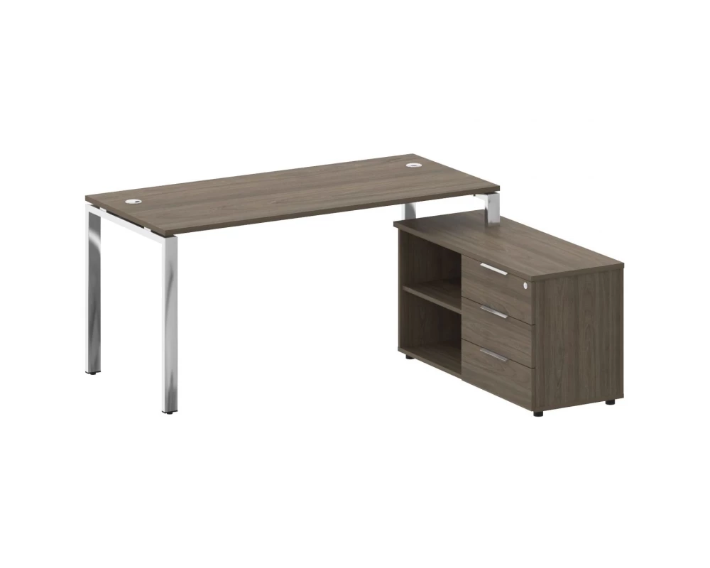 Стол рабочий руководителя с опорной тумбой правый 1700x1520x750 Metal System Direct