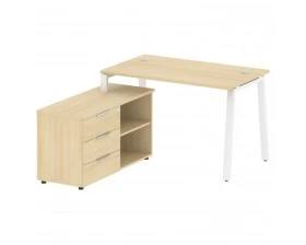 Рабочая станция на А-образном м/к с опорной тумбой левая 130x152x75 Metal System images