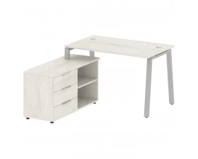 Рабочая станция на А-образном м/к с опорной тумбой левая 130x152x75 Metal System images