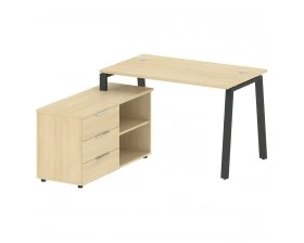 Рабочая станция на А-образном м/к с опорной тумбой левая 130x152x75 Metal System images