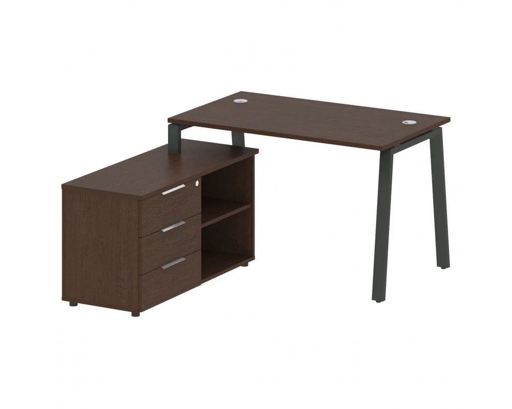 Рабочая станция на А-образном м/к с опорной тумбой левая 130x152x75 Metal System