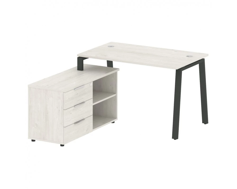 Рабочая станция на А-образном м/к с опорной тумбой левая 130x152x75 Metal System