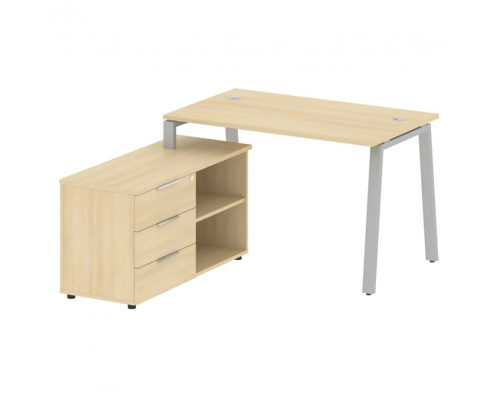 Рабочая станция на А-образном м/к с опорной тумбой левая 130x152x75 Metal System