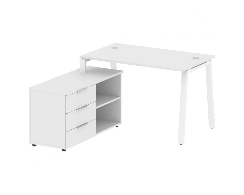 Рабочая станция на А-образном м/к с опорной тумбой левая 130x152x75 Metal System