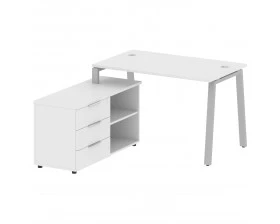 Рабочая станция на А-образном м/к с опорной тумбой левая 130x152x75 Metal System images