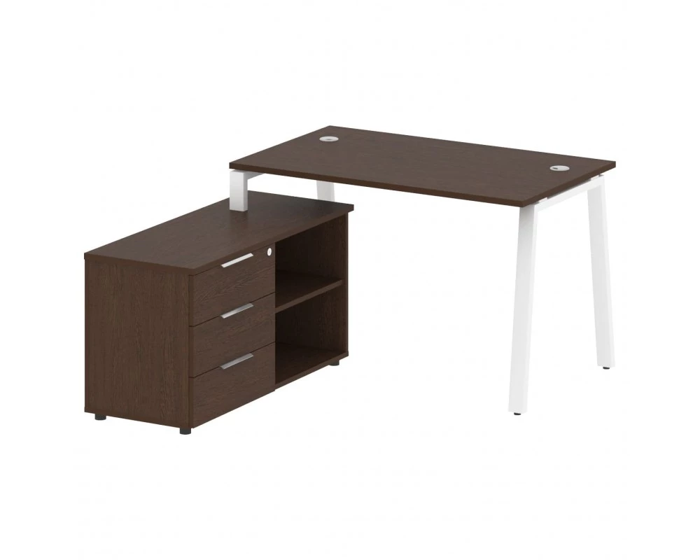 Рабочая станция на А-образном м/к с опорной тумбой левая 130x152x75 Metal System