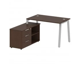 Рабочая станция на А-образном м/к с опорной тумбой левая 130x152x75 Metal System images