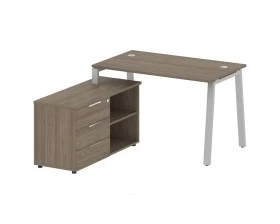 Рабочая станция на А-образном м/к с опорной тумбой левая 130x152x75 Metal System images