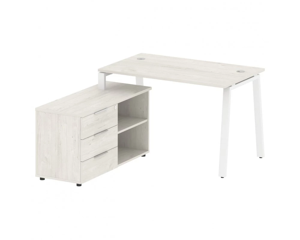 Рабочая станция на А-образном м/к с опорной тумбой левая 130x152x75 Metal System