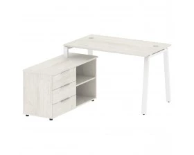 Рабочая станция на А-образном м/к с опорной тумбой левая 130x152x75 Metal System images