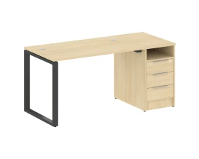 Рабочая станция на О-образном м/к с опорной тумбой 161,2x72x75 Metal System images