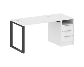 Рабочая станция на О-образном м/к с опорной тумбой 161,2x72x75 Metal System images