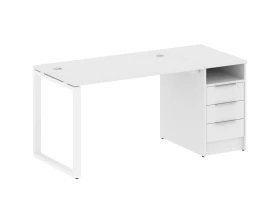 Рабочая станция на О-образном м/к с опорной тумбой 161,2x72x75 Metal System images