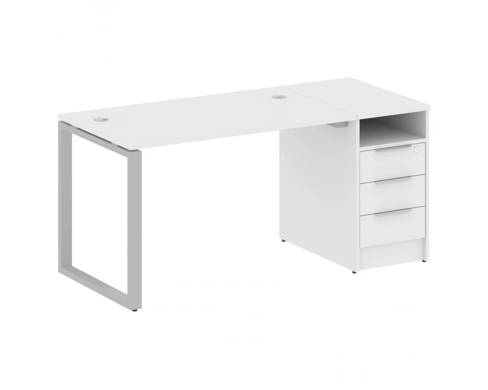Рабочая станция на О-образном м/к с опорной тумбой 161,2x72x75 Metal System