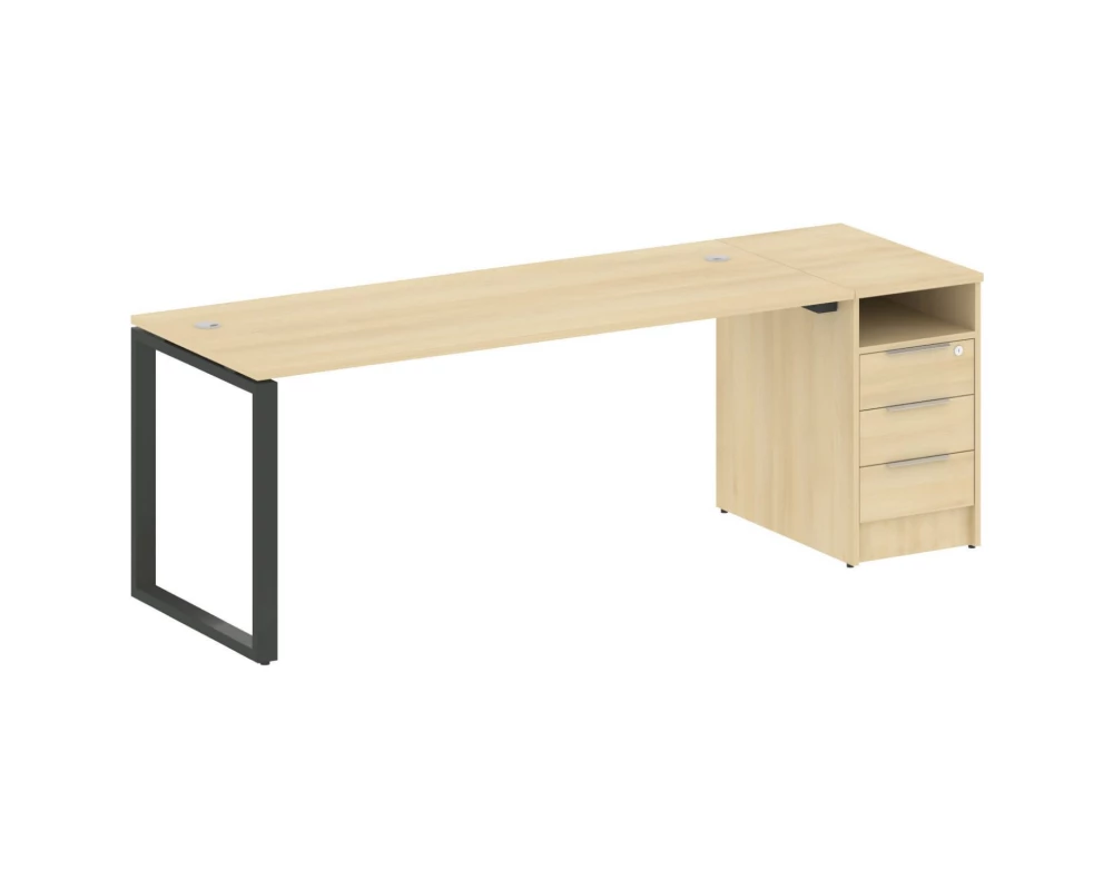 Рабочая станция на О-образном м/к с опорной тумбой 221,2x72x75 Metal System