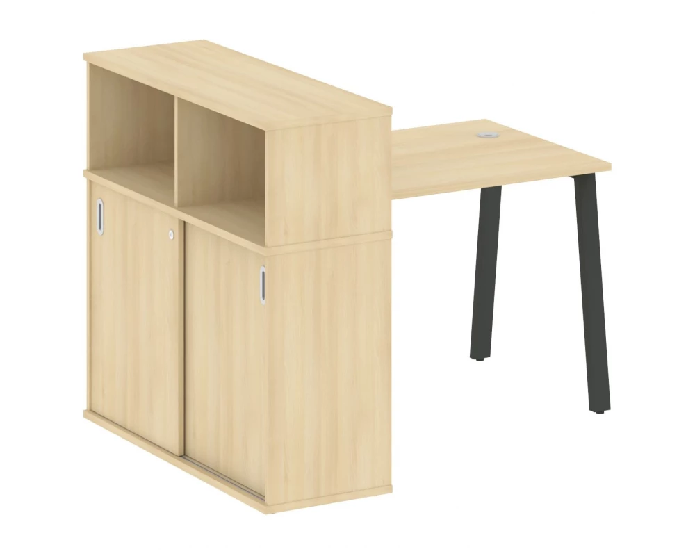 Стол письменный на А-образном м/к с опорным шкафом-купе 141x112x109,8 Metal System