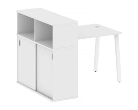 Стол письменный на А-образном м/к с опорным шкафом-купе 141x112x109,8 Metal System images