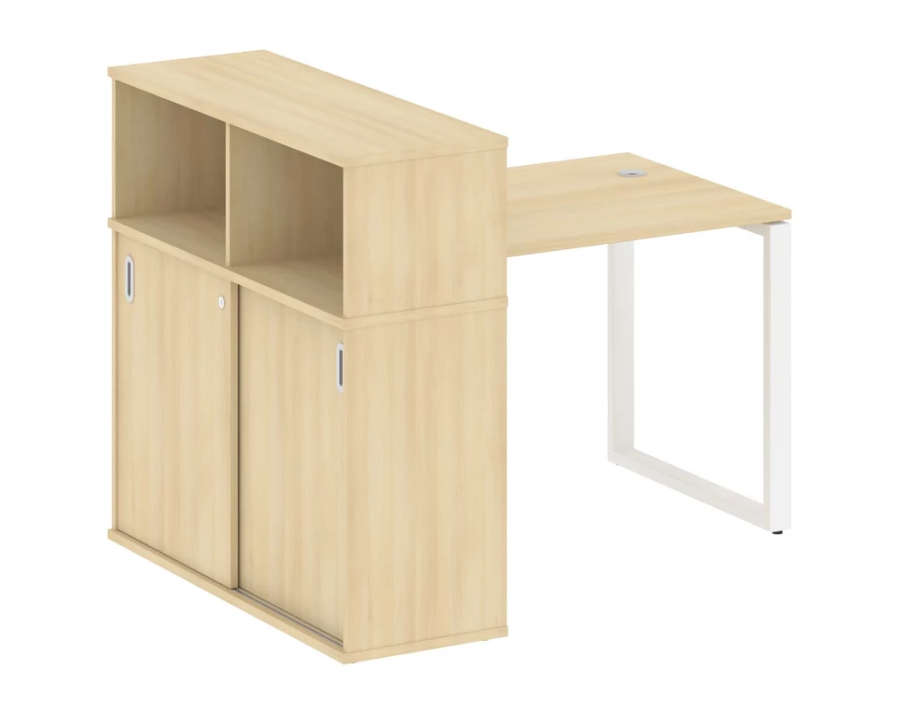 Стол письменный на О-образном м/к с опорным шкафом-купе 141x112x109,8 Metal System