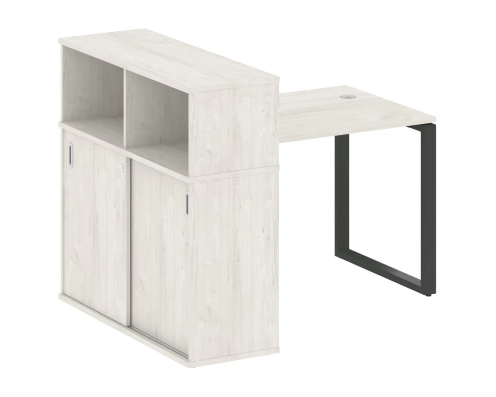 Стол письменный на О-образном м/к с опорным шкафом-купе 141x112x109,8 Metal System