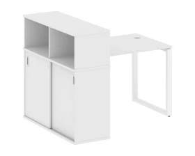 Стол письменный на О-образном м/к с опорным шкафом-купе 141x112x109,8 Metal System images