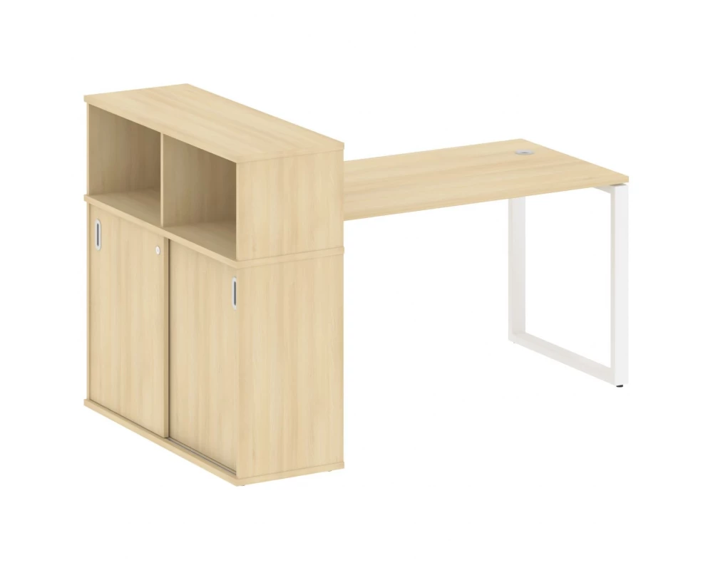 Стол письменный на О-образном м/к с опорным шкафом-купе 181x112x109,8 Metal System