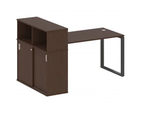Стол письменный на О-образном м/к с опорным шкафом-купе 181x112x109,8 Metal System images
