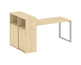 Стол письменный на О-образном м/к с опорным шкафом-купе 201x112x109,8 Metal System images
