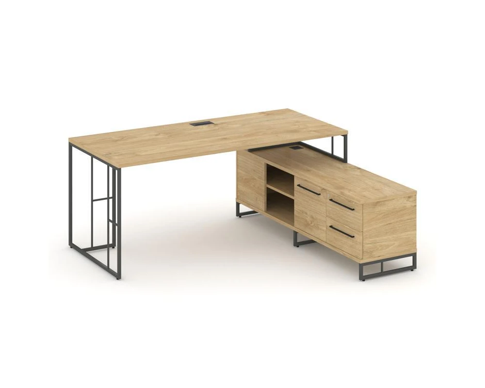 Стол руководителя с опорной тумбой левый 1780x1600x750 Rift Direct